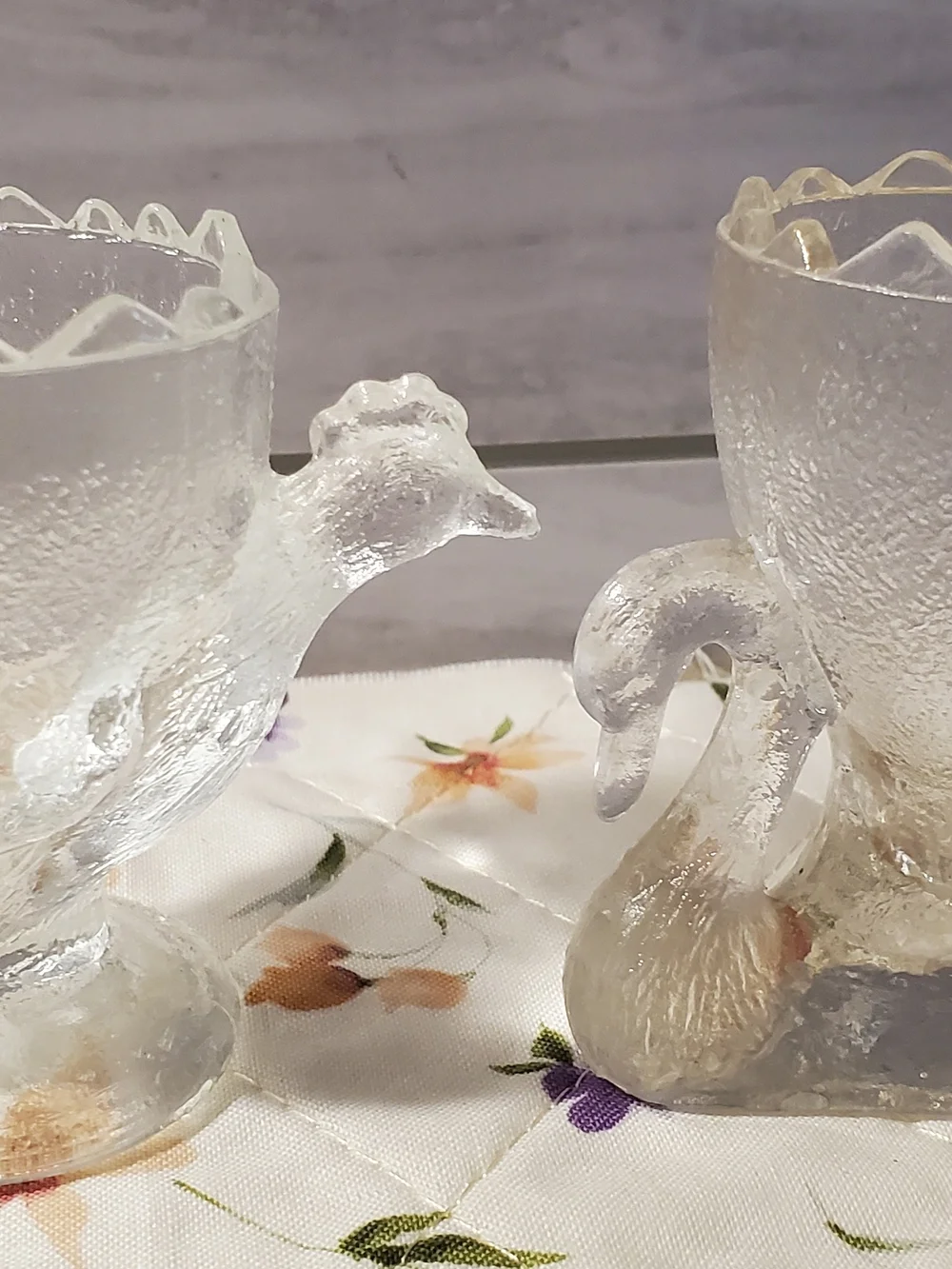 Clear Glass Swan & Chickwn Shot Glass Set